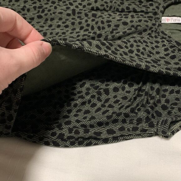Latched Mama Momper Romper Sz 6-18 Maternity & Nursing Green Leopard Belted - Picture 7 of 7